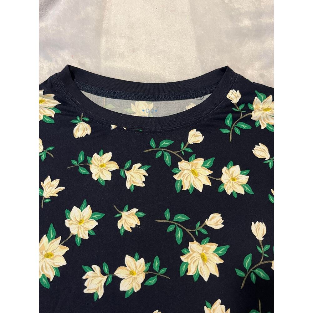 DJ Draper James Navy Magnolia Long Sleeve Crew Neck Sz XL Buttery Soft